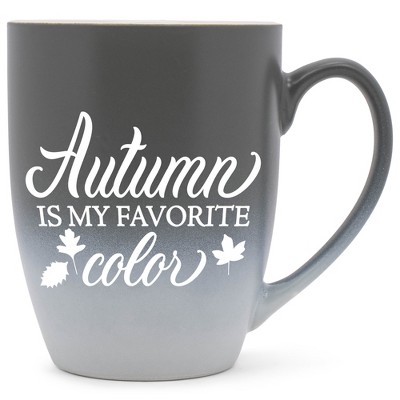 Elanze Designs Autumn Is My Favorite Color Two Toned Ombre Matte Gray and White 12 ounce Ceramic Stoneware Coffee Cup Mug