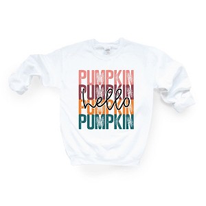 Simply Sage Market Women's Graphic Sweatshirt Hello Pumpkin Stacked - 1 of 2