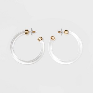 SUGARFIX by BaubleBar Gold Embellishments Clear Acrylic Hoop Earrings - Clear, Women