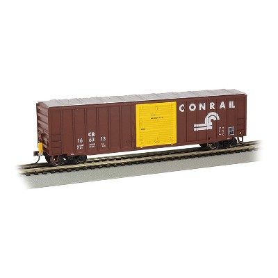 Bachmann Trains 14907 HO Scale 1:87 Fred Conrail  Outside Braced Box Car with Track Powered Flashing Red LED Rear End Device, Brown