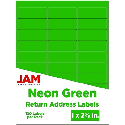 JAM Paper Laser/Inkjet Mailing Address Labels 1" x 2 5/8" Neon Green 354328004