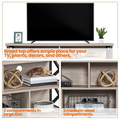 Gray 55" Industrial TV Stand with Storage Compartments