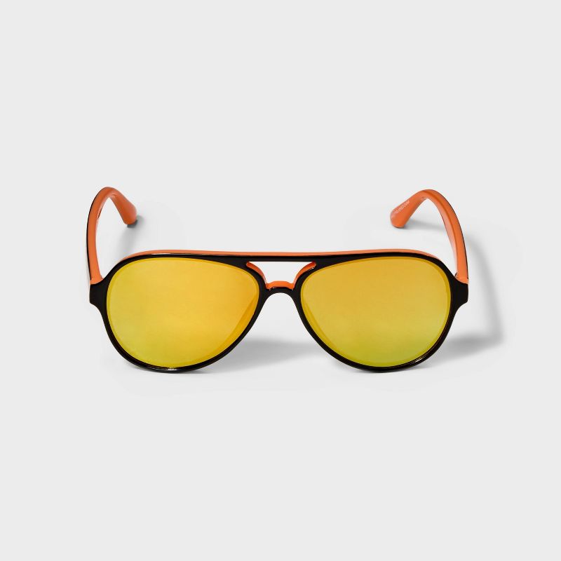 Boys&#39; Plastic Aviator Sunglasses - Cat &#38; Jack&#8482; Black/Orange, 1 of 3