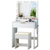 White Particle Board Veneered with Textured Melamine, 1-drawer 3-compartment Dressing Table Set with 8 Three-color Dimmable Bulbs - 3 of 4