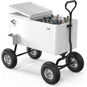 VINGLI 80 Quart Wagon Rolling Cooler Ice Chest, w/Long Handle and 10" Wheels - 1 of 4