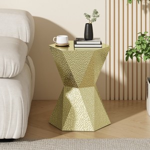 GDFStudio Everett Contemporary Hexagon Metal Side Table, Gold - 1 of 4