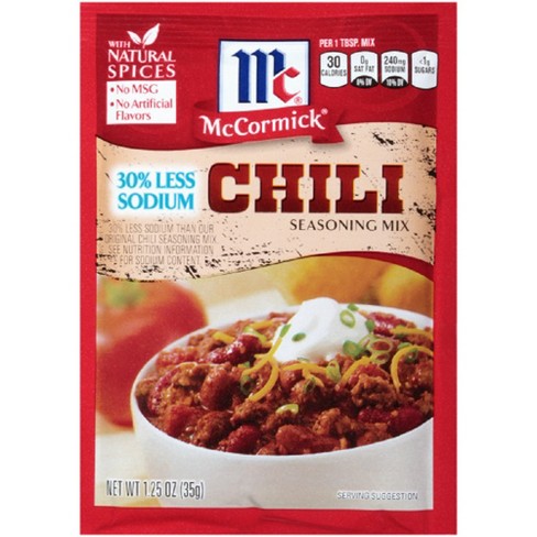 Mccormick Less Sodium Chili Mix - 1.25oz : Target