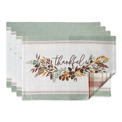 4pk Thankful Reversible Embellished Placemats - Design Imports