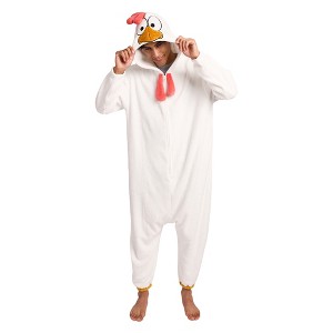 Rooster Adult White Long Sleeve Hooded Kirugumi Cosplay Onesie Costume Suit - 1 of 4