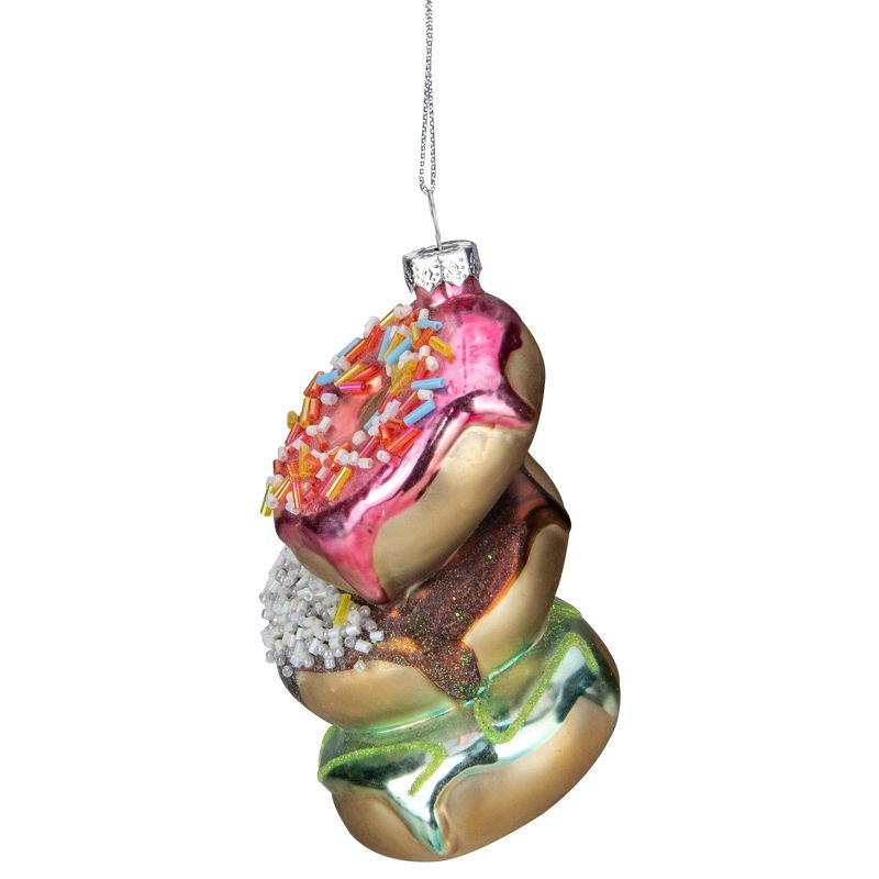 Northlight 4.25" Stacked Doughnuts Glass Christmas Ornament, 4 of 5