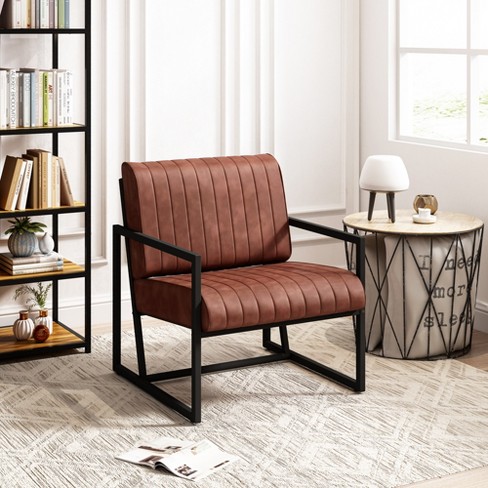 Leather and best sale metal armchair