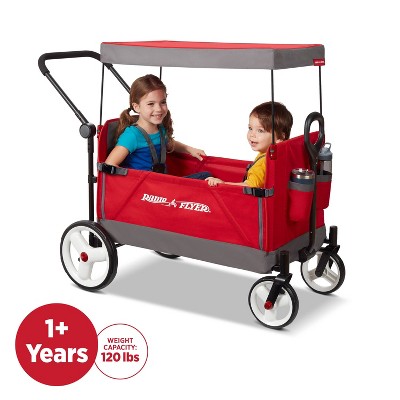Red and Gray Convertible Stroll 'N Wagon with Canopy