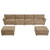 142" U-Shaped Comfy Modular Sectional Sofa Set,Wooden Frame Petal Armrest Chenille Fabric Sofas Set,6 Seater Modular Lounge Couch-Baofuwish - 4 of 4