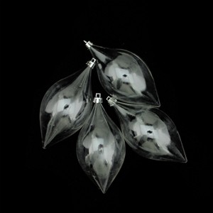Northlight 4ct Transparent Teardrop Shatterproof Christmas Finial Ornament Set 5.25" - Clear - 1 of 2