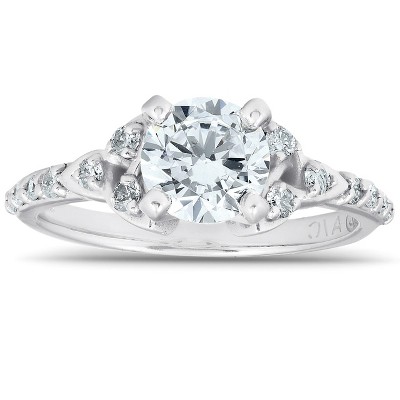 Pompeii3 1 Ct Diamond Engagement Ring Celtic Triangle 14k White Gold