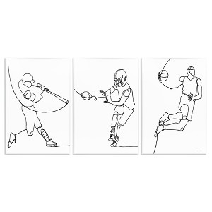 Stupell Industries Simple Line Doodle Playing Sports, 13" x 19" - 1 of 4