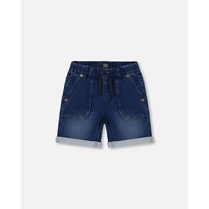 Deux par Deux Boy French Terry Denim Short Dark Denim Blue - 1 of 4