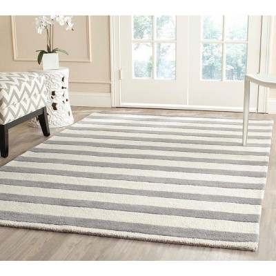 Hand-Tufted Grey Ivory Round Wool Rug, Non-Slip & Stain-Resistant