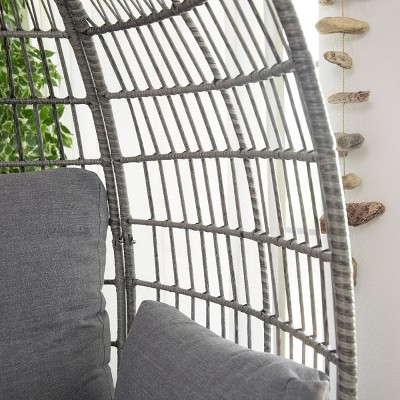 Barton Oversized Grey Wicker Egg Chair with Cushions