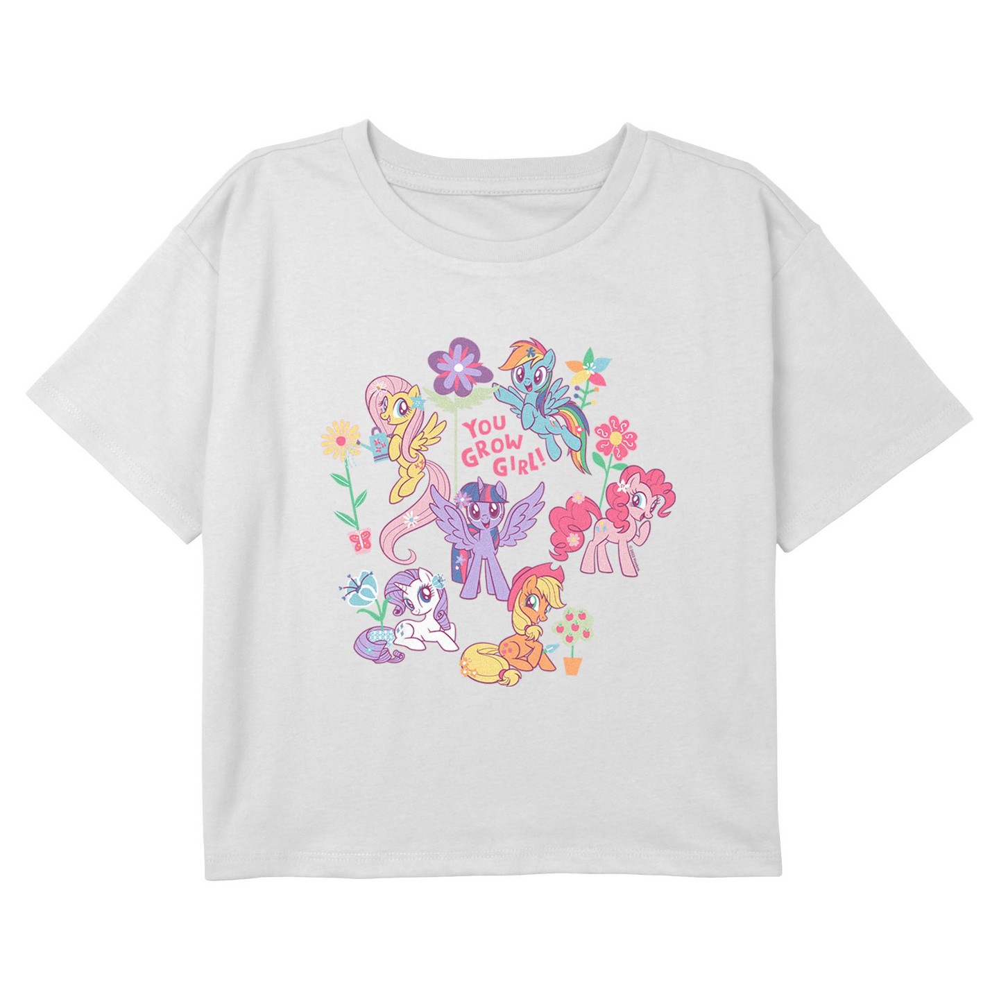 Футболка My Little Pony: Friendship is Magic You Grow Girl Graphic Graphic Cropped T-Shirt - White для девочек, цвет: Белый — фото 1