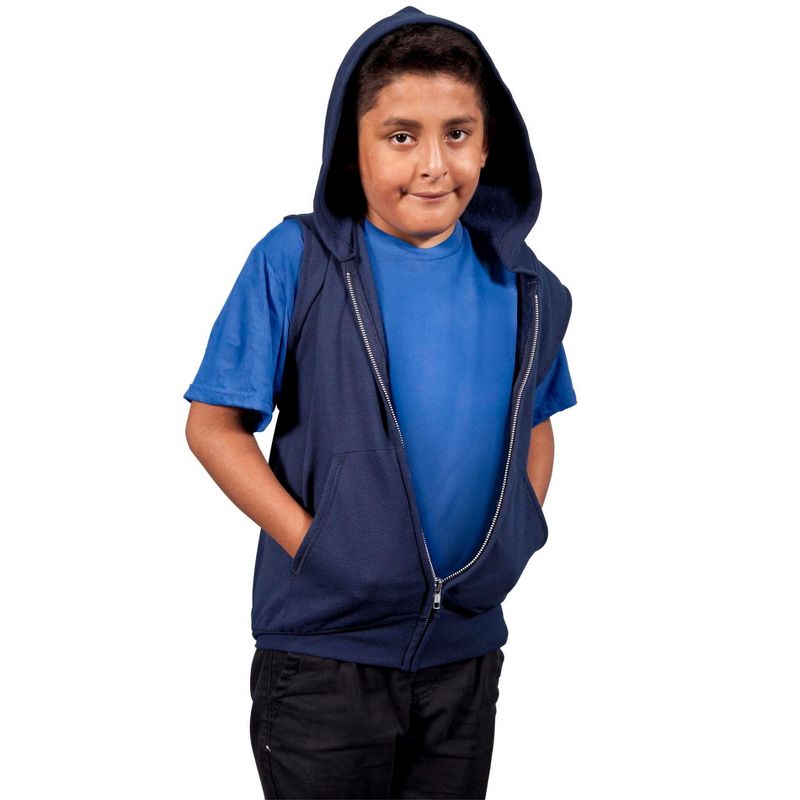 Abilitations Weighted Hoodie Vest, Child Medium, Navy, 2 of 3