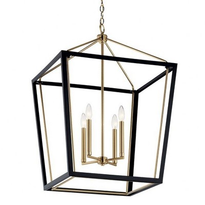 Delvin 31.75 Inch 4-Light Clear Glass Pendant in Champagne Bronze