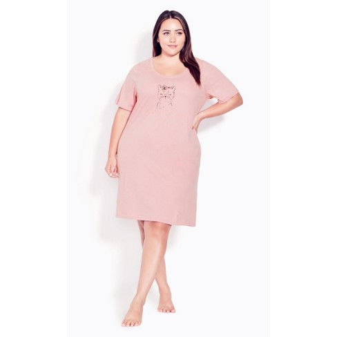 ekstremt Svømmepøl Trænge ind Women's Plus Size Placement Night Dress - Dusty Pink | Evans : Target
