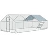 PawHut Chicken Run, Metal Chicken Coop w/ Waterproof & Anti-UV Cover, Feeding Door, Hanging Feeder, Perch - 4 of 4