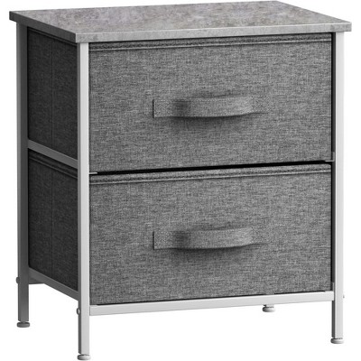 Sorbus Nightstand with 2 Drawers - Steel Frame, Wood Top & Easy Pull Fabric Bins - Great for Home, Bedroom, Office & College Dorm