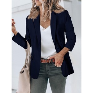 Womens Casual Blazers Open Front Long Sleeve Work Office Suit Jackets Blazer - 1 of 4
