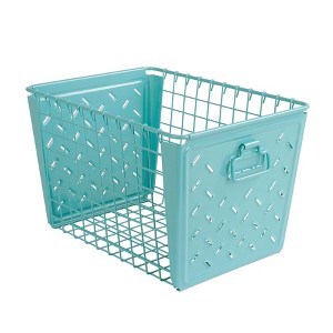 Spectrum Diversified Macklin Medium Basket Blue: Metal Utility Storage, Portable Organization, 10.4" H x 17.5" D - 1 of 4