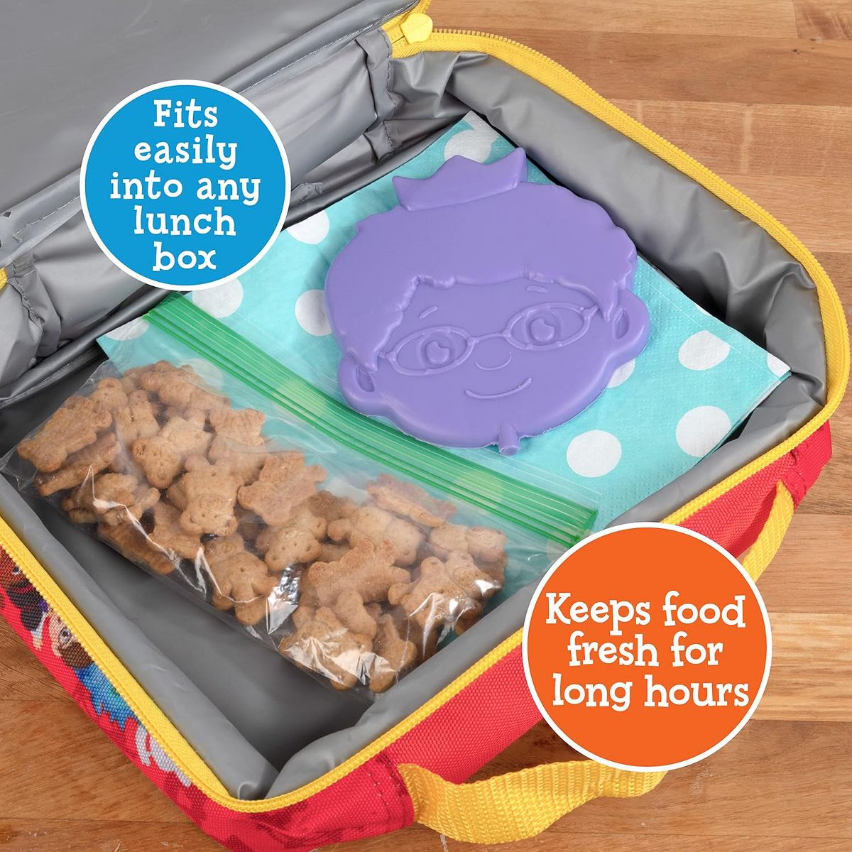 Prince Wednesday Daniel Tiger Reusable Hard Ice 3 Pack- Slim Lightweight Design, Cool Thin Freezer Packs - Easily Fits Inside Kids School Lunch Box - thumbnail 3