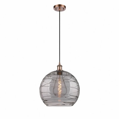 Athens Deco Swirl - 1 Light Pendant In Industrial Style-16.88 Inches Tall and 13.75 Inches Wide