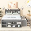 Streamdale Full Bed with Bookcase Headboard, Under bed Storage Drawers and Bed End Storage Case,Grey - 2 of 4