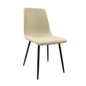 Gulches Dining Chairs Set of 4 - Beige Linen Upholstered, Sturdy Black Metal Legs, Modern Kitchen/Dining Room Accent Chairs with Padded Seats - 1 of 4