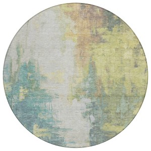 Pale Aqua And Ivory Abstract Washable Indoor Outdoor Area Rug - 1 of 4