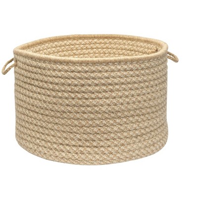 Colonial Mills Natural Wool Houndstooth Utility Basket, 24 by 14-Inch, Tea