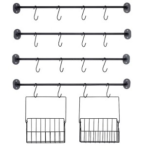 The Lakeside Collection Wall-Mounted 4-Tier Coffee Mug Rack with Baskets - 1 of 2