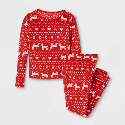 Girls' 2pc Snuggly Soft Fair Isle Pajama Set - Cat & Jack™ Red