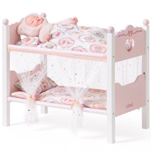 ROBOTIME Doll Furniture Stackable Doll Bunk Beds, Dollhouse Furniture, Doll House Accessories, Pretend Play Toy for Girl, Pink, 12.2"*22.2"*18.7" - 1 of 4