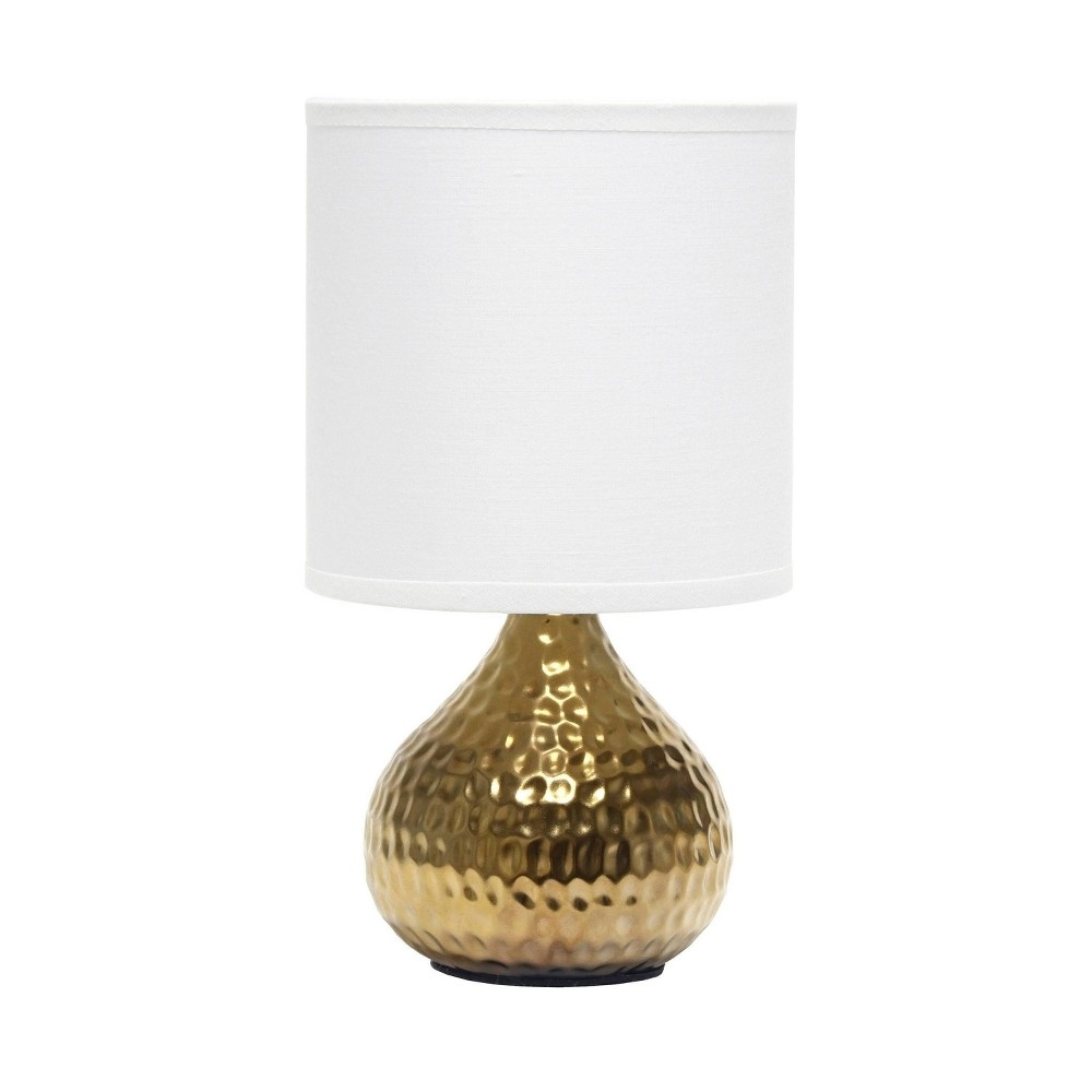 Photos - Floodlight / Garden Lamps Hammered Drip Mini Table Lamp with Fabric Shade White/Gold - Simple Design