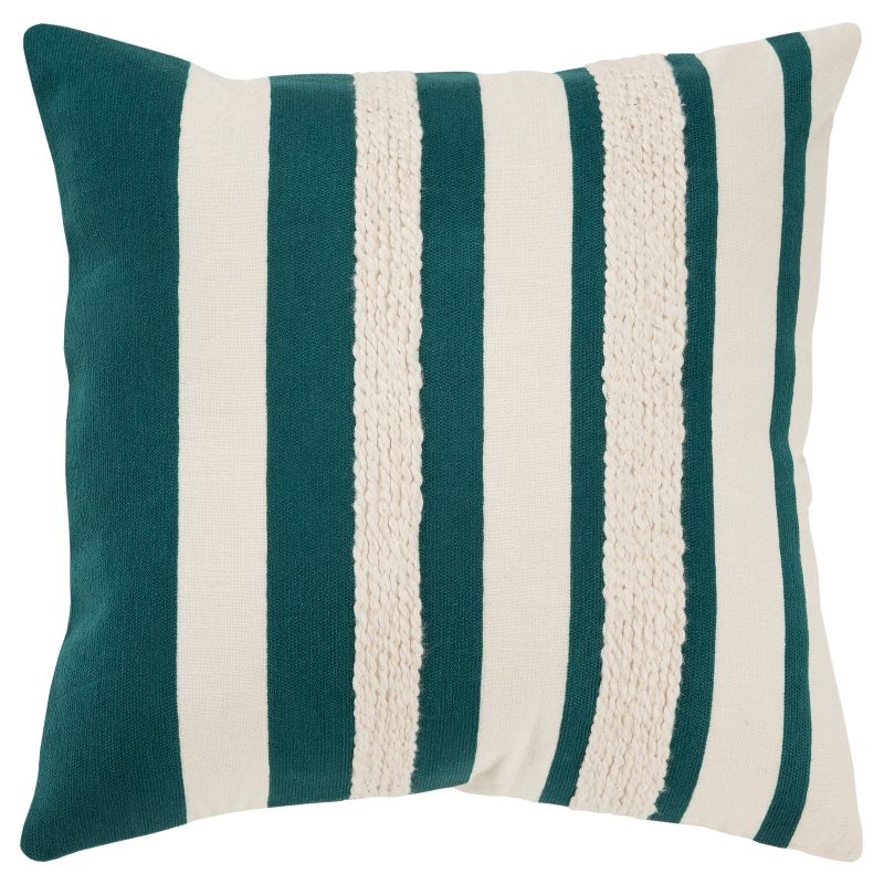 20&#34;x20&#34; Oversize Striped Poly Filled Square Throw Pillow Teal - Rizzy Home, 1 of 8