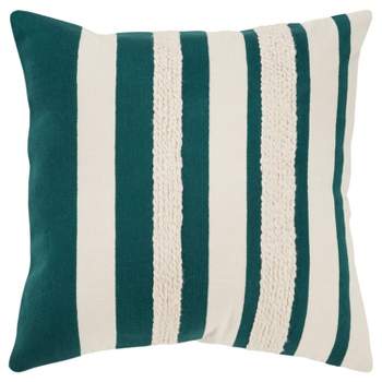 20"x20" Oversize Striped Poly Filled Square Throw Pillow Teal - Rizzy Home