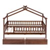 TIRAMISUBEST Twin/Full Size House Bed with 2 Storage Drawers, Wooden House Platform Bed with Fence Guardrails and Roof Design for Kids - 4 of 4