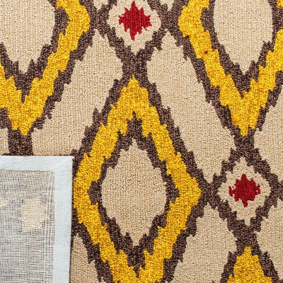Handmade Red and Yellow Floral Rectangular Area Rug