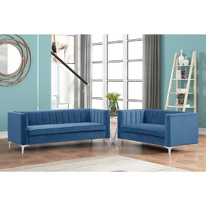 2-Piece Velvet Sofa Sets Contemporary Home Theater Seating Upholstered Couch Set for Living Room  - Morden Fort - 1 of 4