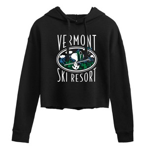 Women's - Peanuts - Vermont Ski Resort Cropped Graphic Hoodie - 1 of 4