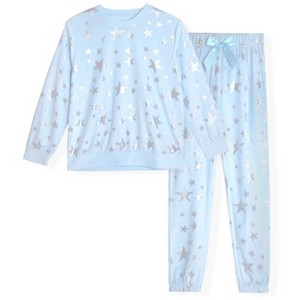 Sleep On It Girls 2-Piece Velour Pajama Pant Sleep Set - 1 of 4