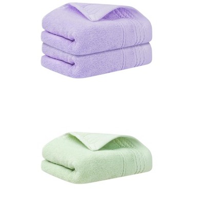 Unique Bargains Striped Pattern Soft Comfort Hand Towels for Bathroom Camp 4 Pcs 14" x 30"