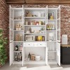 Famapy 63"W Large Storage Cabinet Display BookShelf With Glass Doors White - 3 of 4